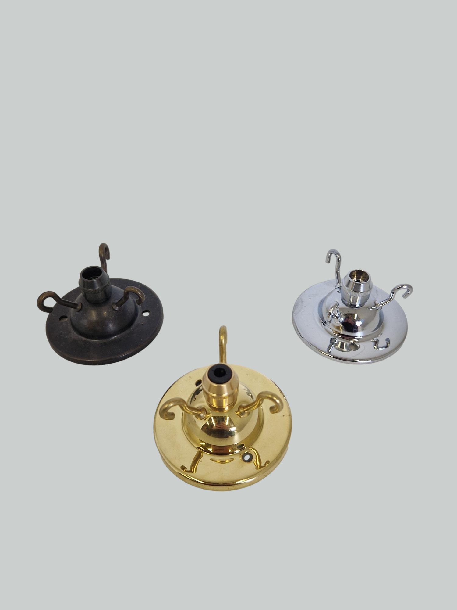 3in Diam Ceiling Plate | Three Hook | 2in Centre Fix