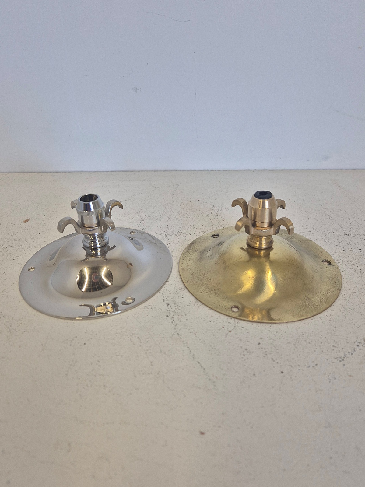 4in Diam Ceiling Plate with 4-Way Hook | 3.5in Diam Fix | Brass/Nickel