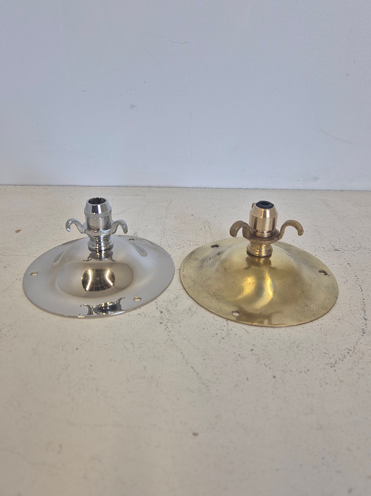 4in Diam Ceiling Plate with 3-Way Hook | 3.5in Diam Fix | Brass/Nickel