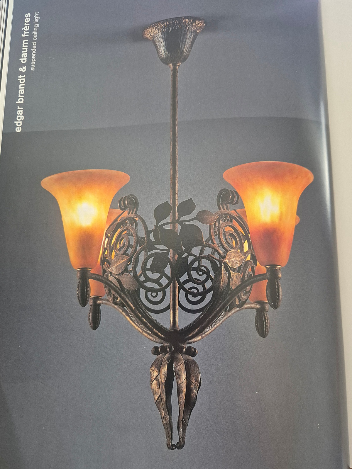 Edgar Brandt & Daum Frères | French Art Deco Wrought-Iron and "Pâte-de-Verre" Chandelier | France c. 1925 - Image 17