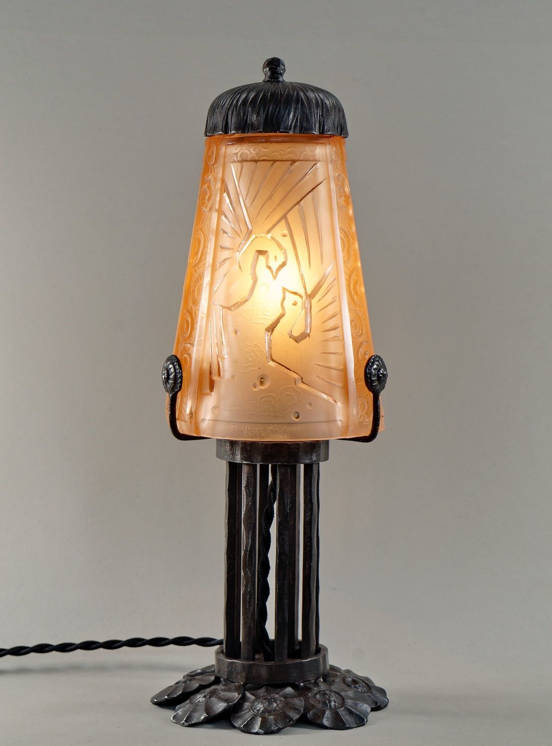 Marcel Vasseur & Muller Frères | Wrought Iron & Marble Base Piano Lamp - Image 8