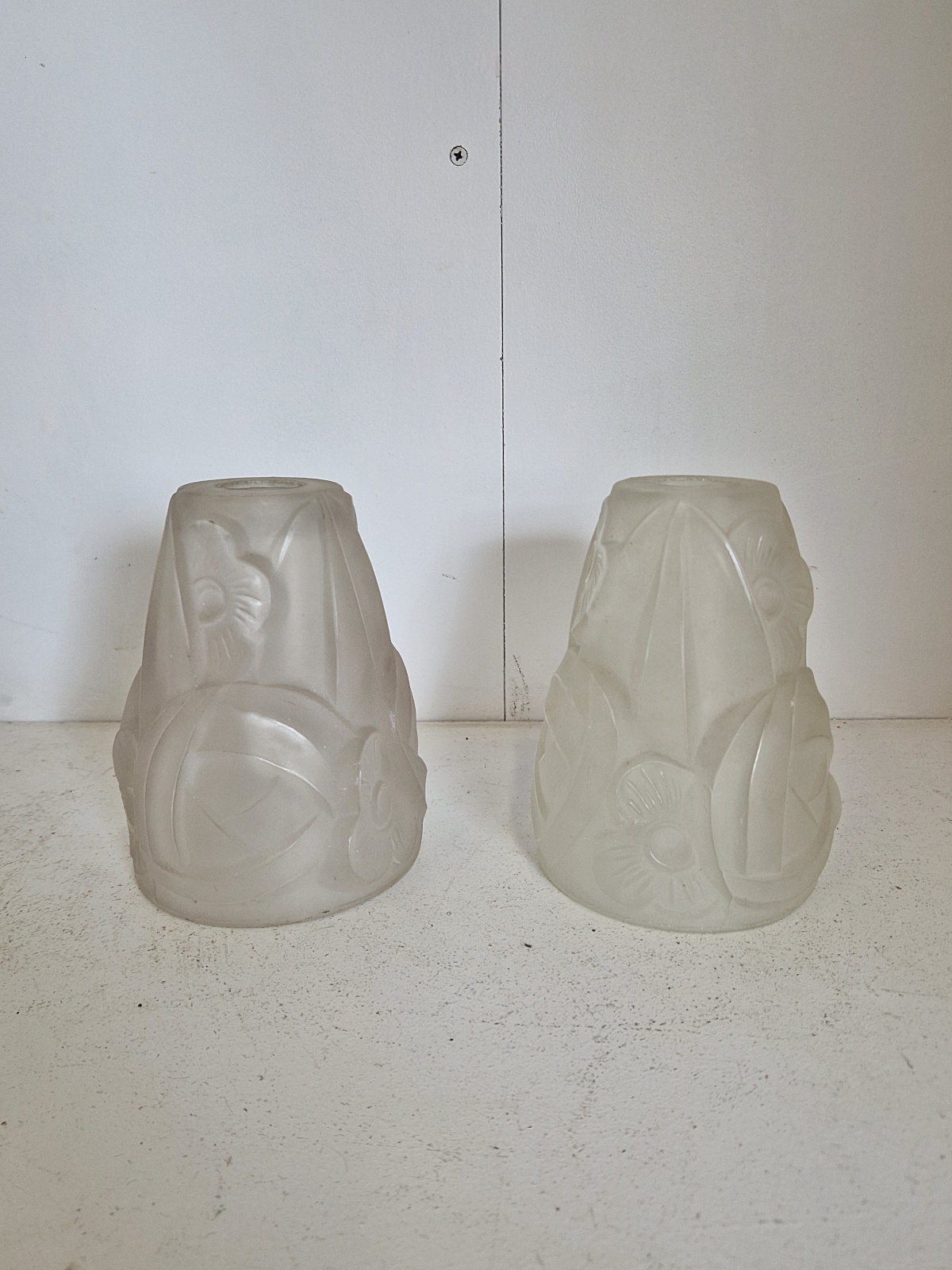 Verrerie D’art Degué | 2 Similar Art Deco Lampshades | France c.1930