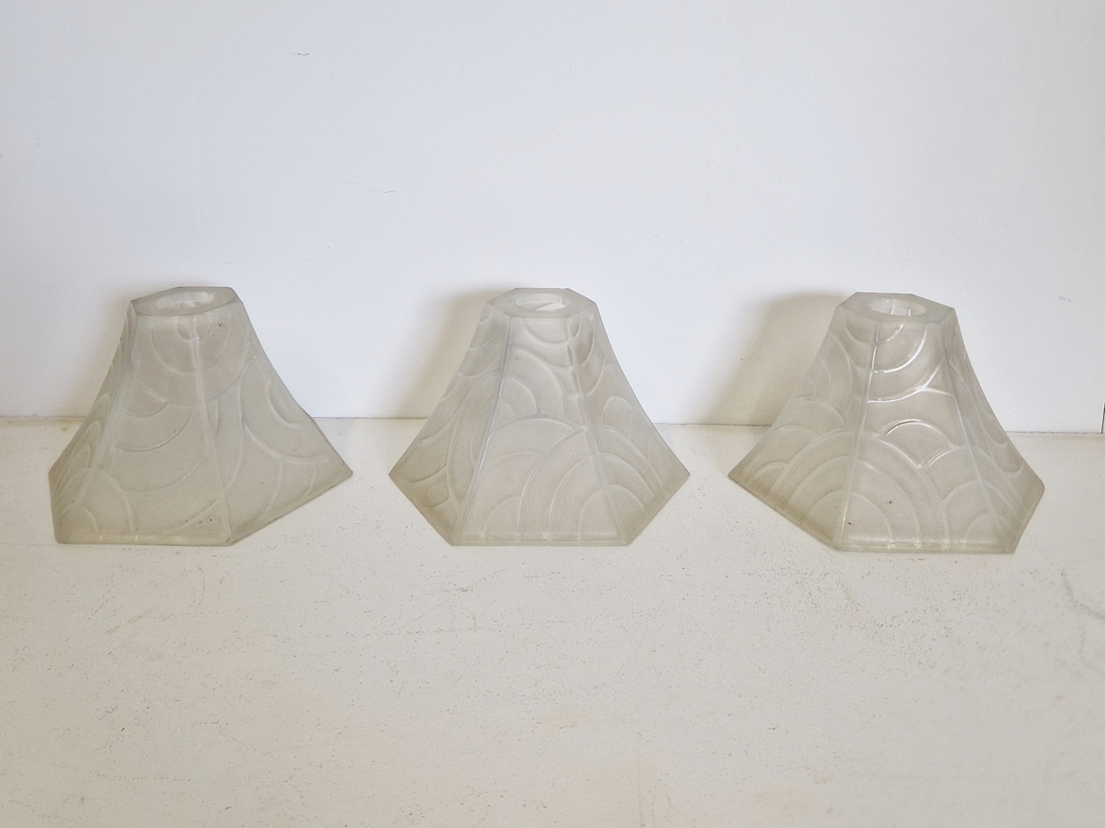 Style of Ezan (Jean Gauthier) | 3 Opalescent Art Deco Lampshades