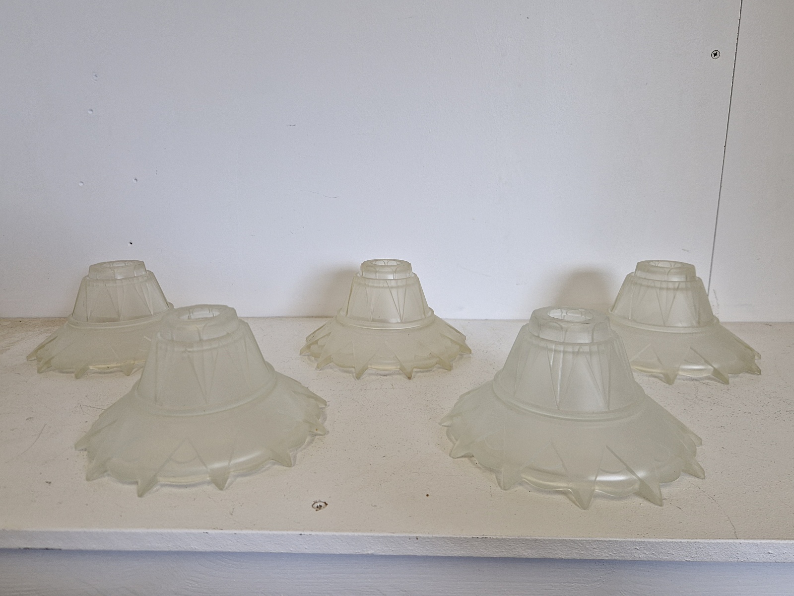 Unsigned | 5 Frosted Art Deco Lampshades | France c.1925