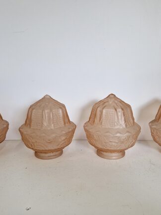 Muller Frères, Luneville | 4 Peach Art Deco Globes | Price for 1