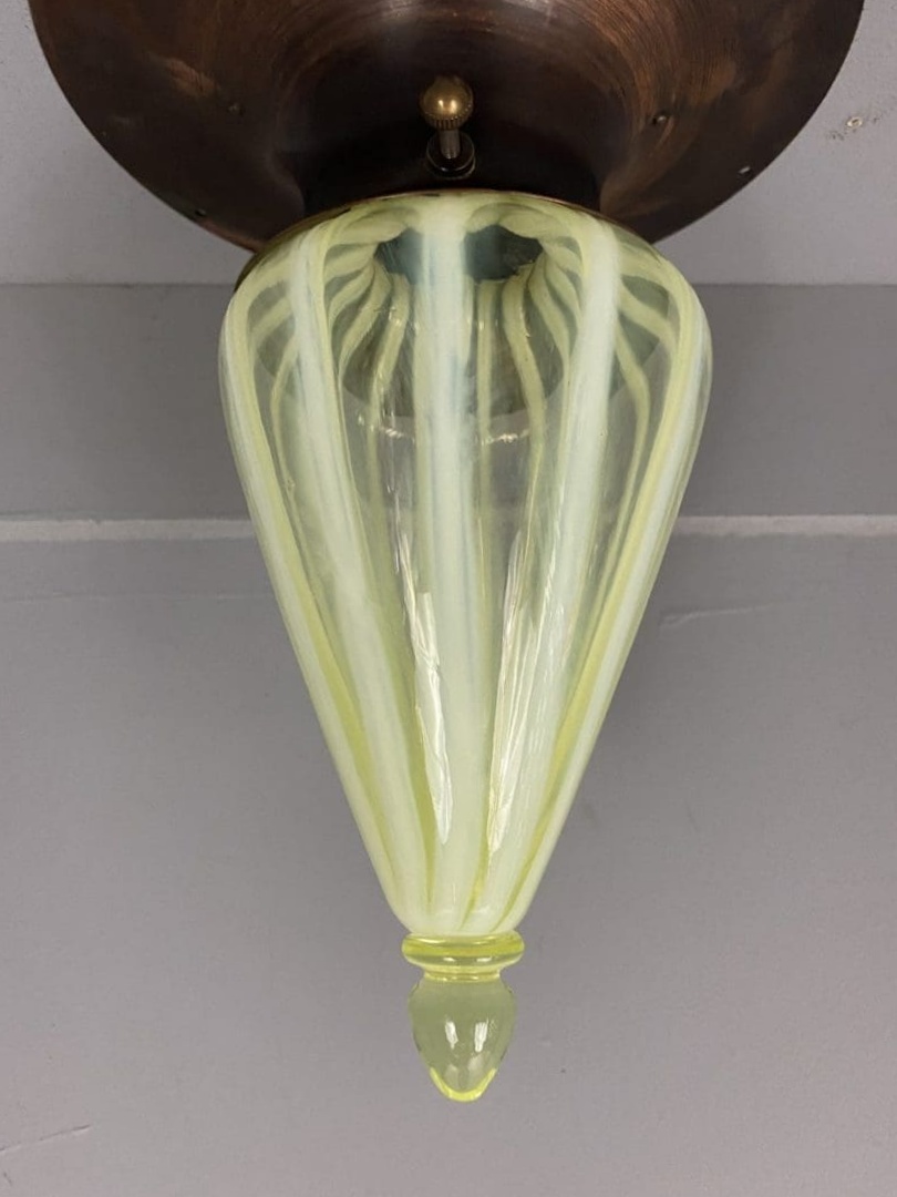 The Birmingham | Antique Copper Arts & Crafts Flush Mount | Concical-knop Lampshade - Image 4