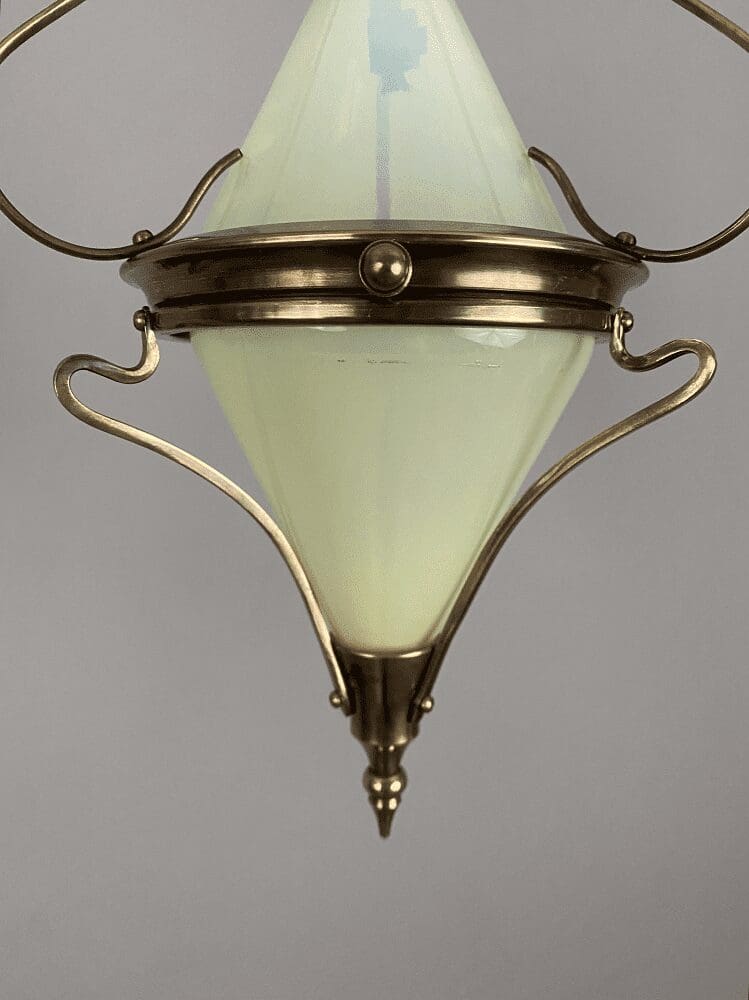 The Diamond | Small W.A.S Benson Pendant Lantern | Vaseline-glass Inserts - Image 2