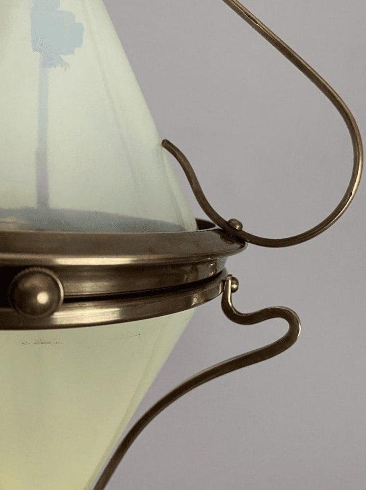 The Diamond | Small W.A.S Benson Pendant Lantern | Vaseline-glass Inserts - Image 4
