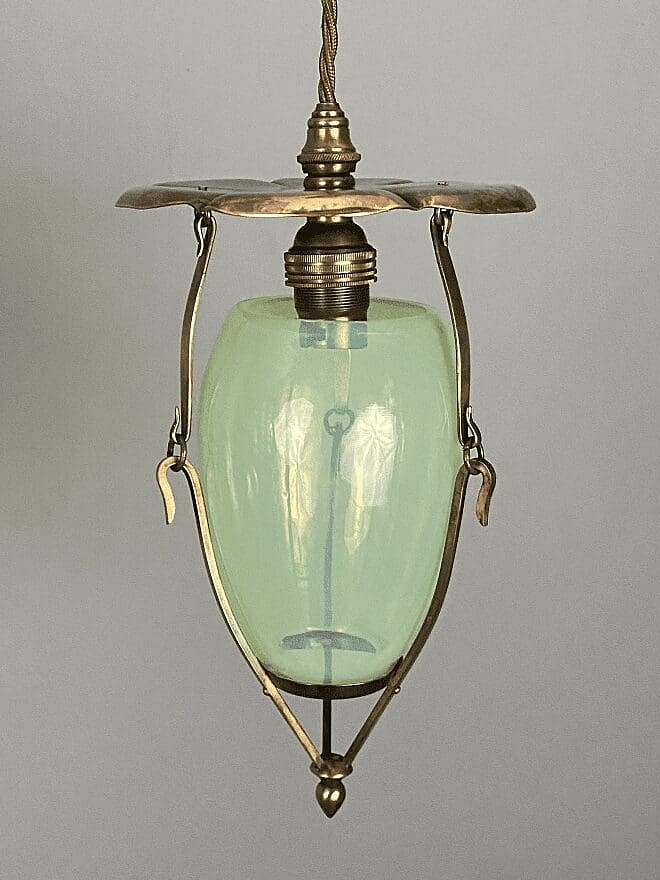 The Lily Pad | Small W.A.S Benson Pendant Lantern | Vaseline-glass Insert - Image 2