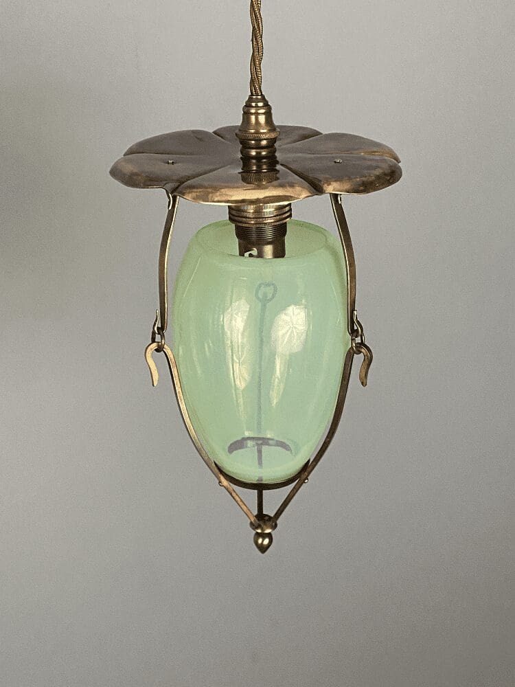 The Lily Pad | Small W.A.S Benson Pendant Lantern | Vaseline-glass Insert - Image 3