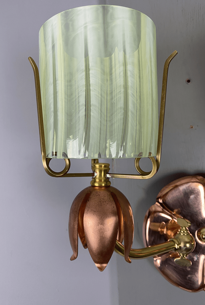 The Dragonfly | Double-arm Arts & Crafts Wall Light | Vaseline-glass Lampshade - Image 5