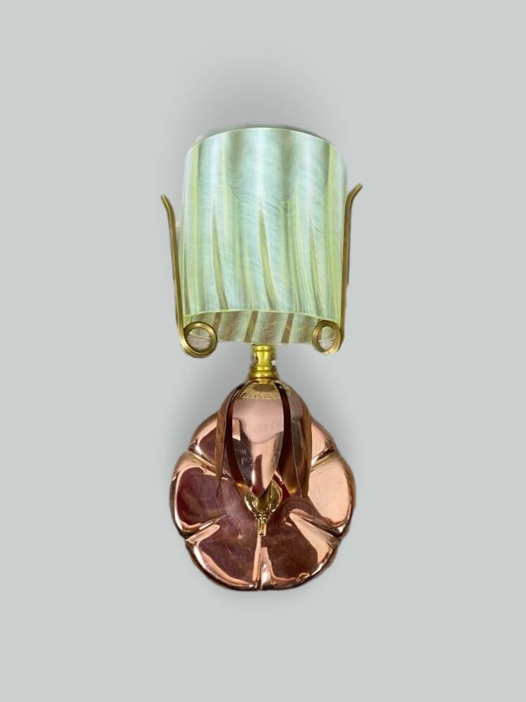 The Dragonfly | Single-arm Arts & Crafts Wall Light | Vaseline-glass Lampshade