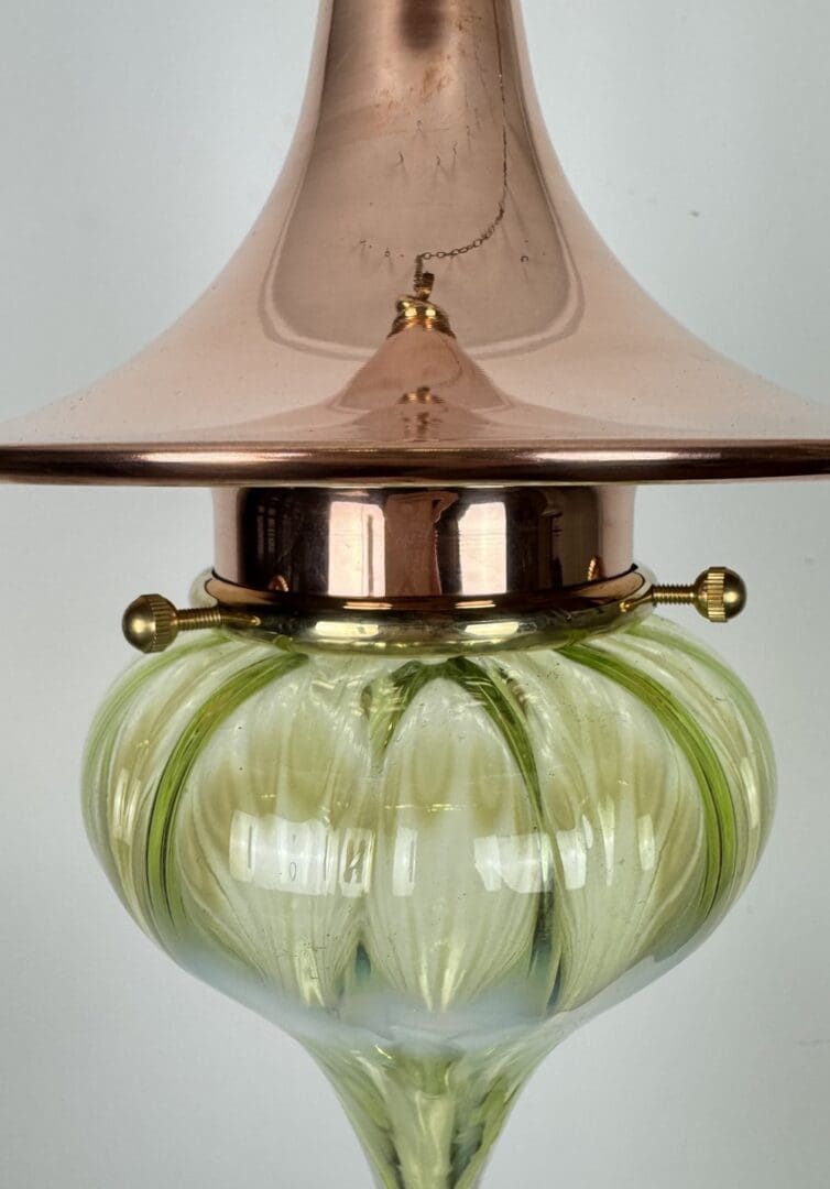 The Witch's Hat | Polished Copper Arts & Crafts Lantern | Vaseline-teardrop Lampshade - Image 4