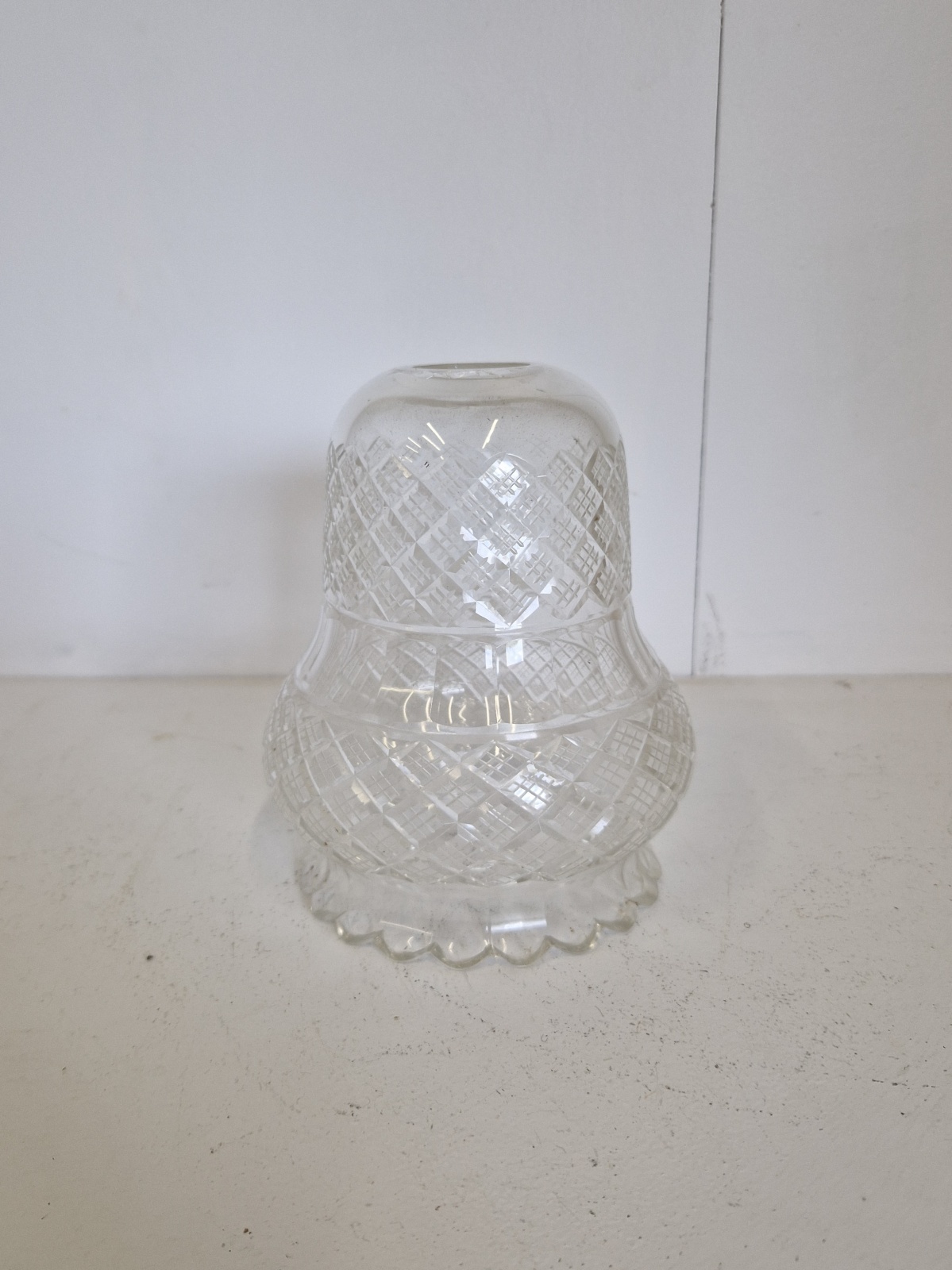 Cut-Glass lampshade | Elaborate Dome with Wave Lip