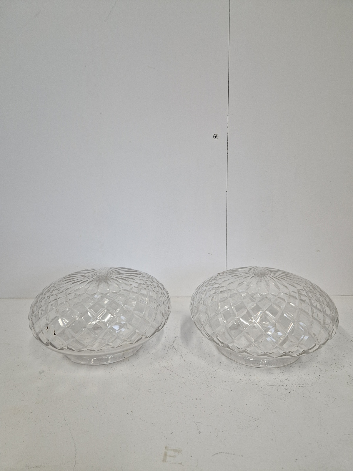 2 Very Good Cut-glass Domed Lampshades