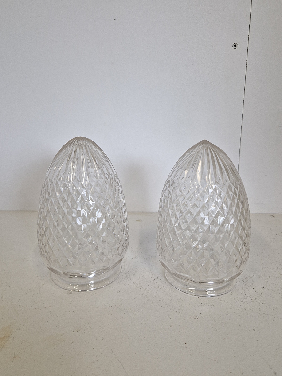 2 Very Good Cut-glass Pineapple Lampshades