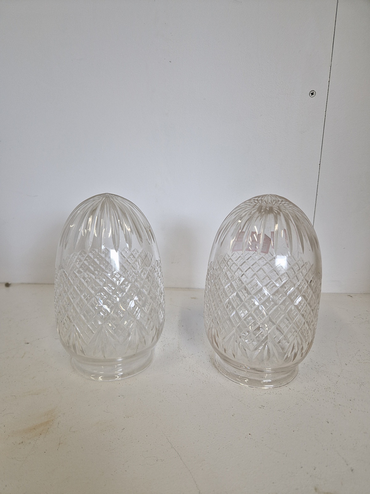 2 Very Good Cut-glass Pineapple Lampshades