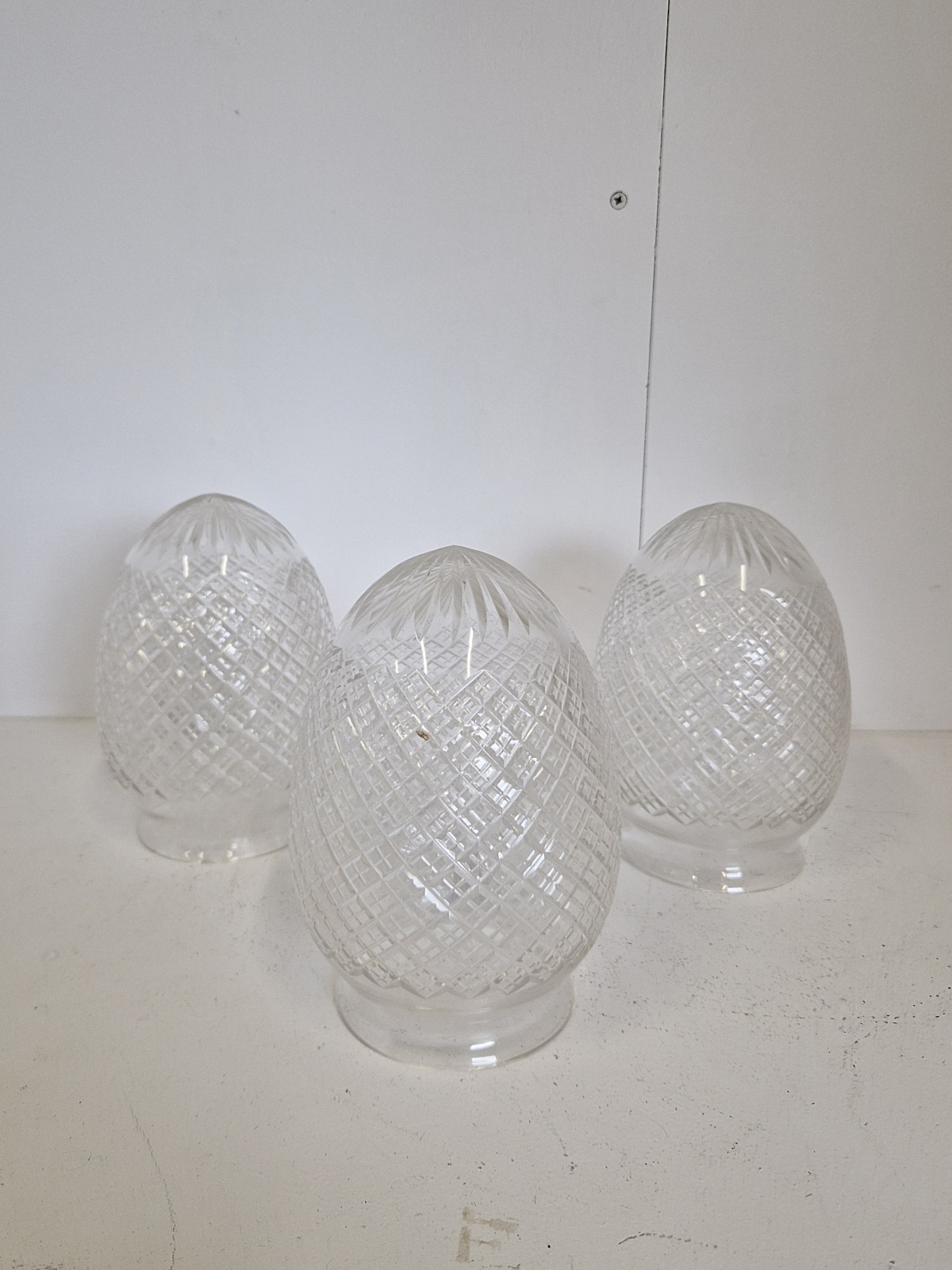 Unsigned | 3 Cut-glass Pineapple Lampshades | English c.1900