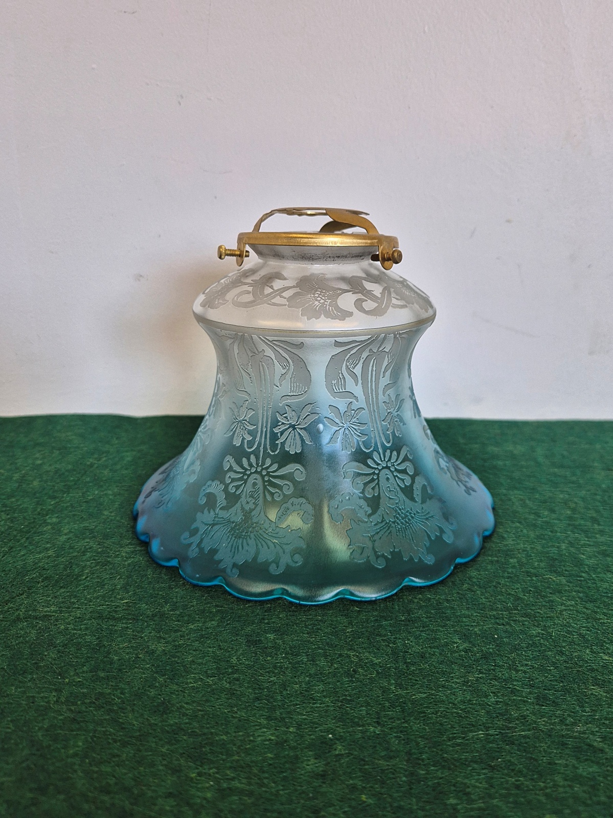 Unsigned | Rare Blue Acid-Etched Lampshade | England c.1910
