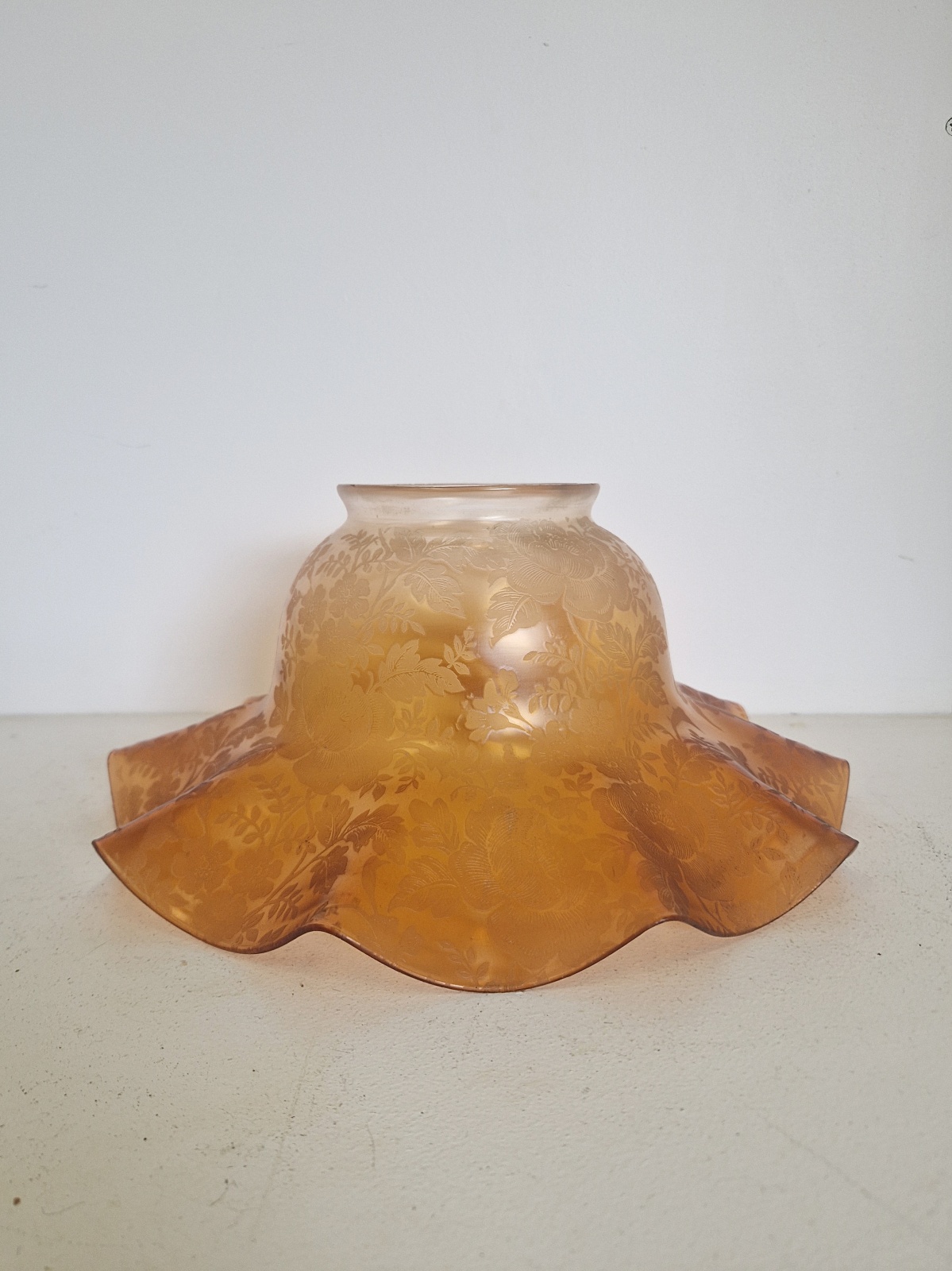 Attributed John Walsh Walsh | Large Amber-Etched Gas Lampshade | English c.1900