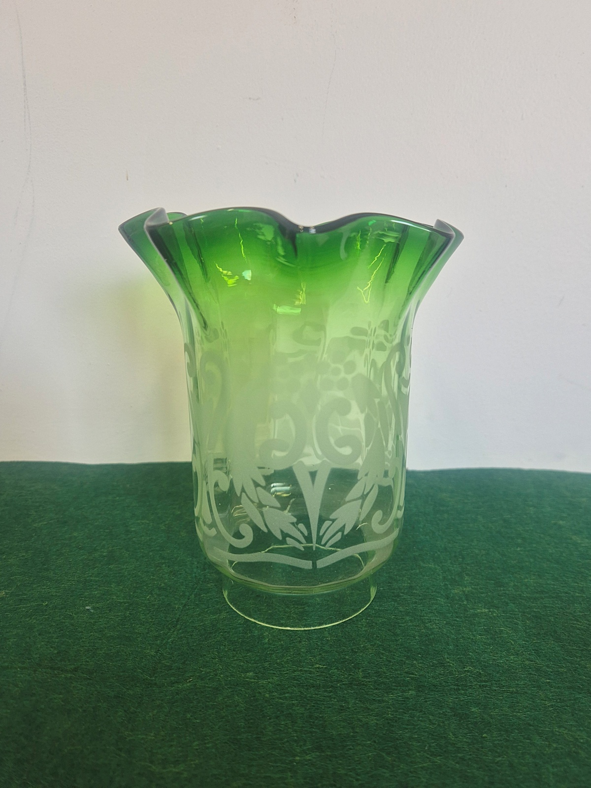 Unsigned | 3 Green Etched Gas Shades | price for 1