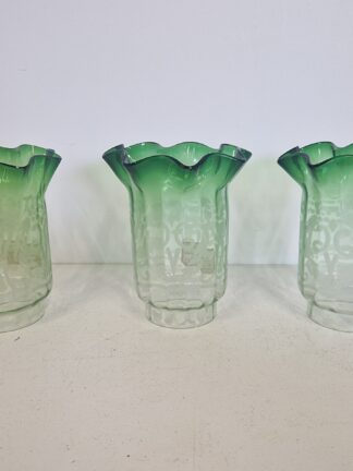 Unsigned |  3 Green Etched Gas Shades | price for 1