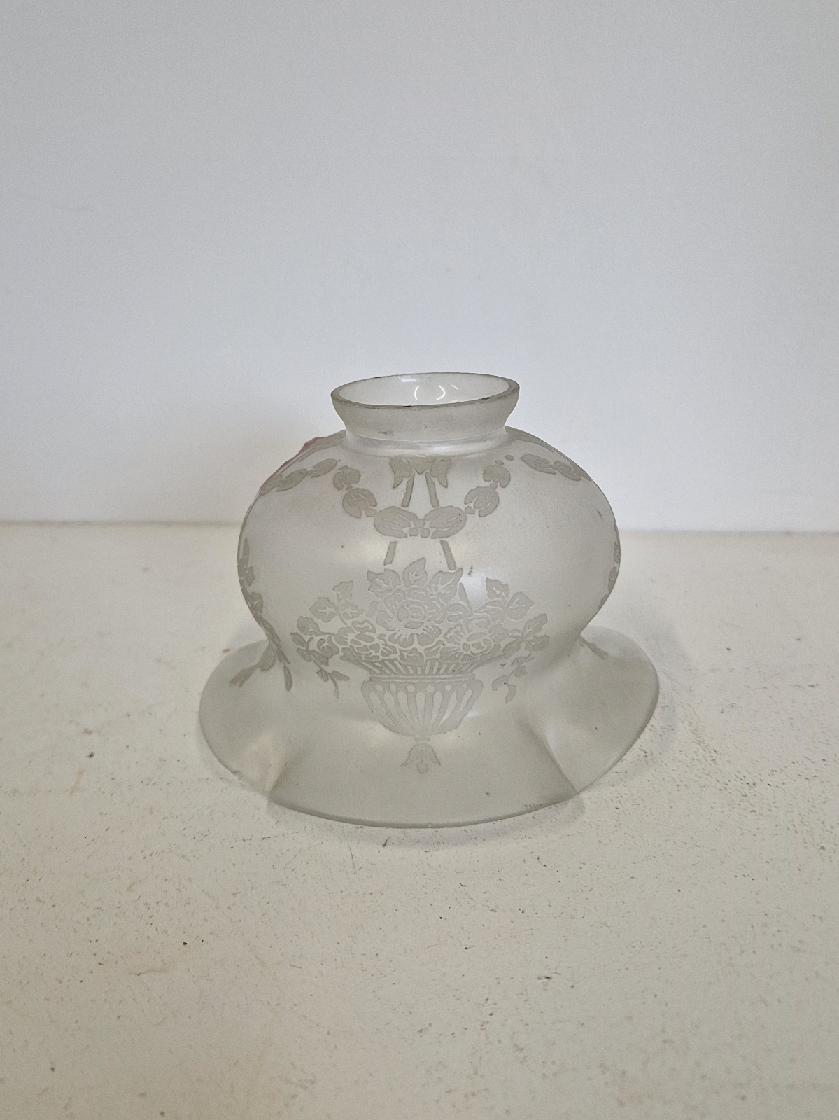 Unsigned | Small Satin-Etched Gas Lampshade | English c.1900