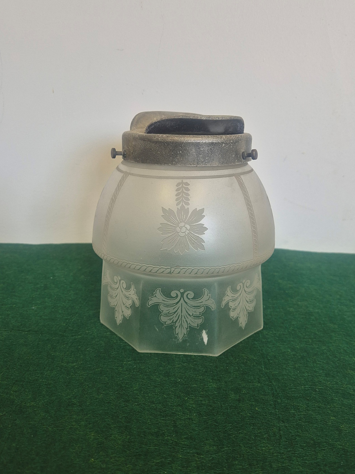 Unsigned | Satin & Acid-etched Gas Lampshade | English c.1900