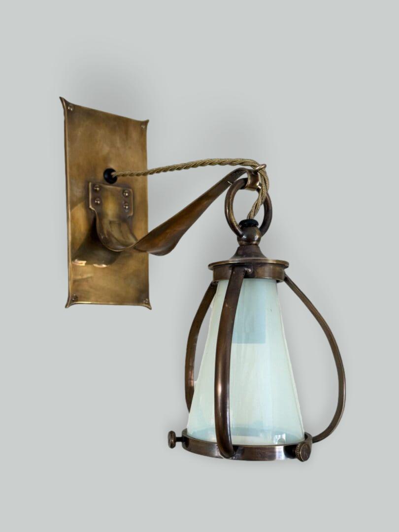 The BGH No.14 | Arts & Crafts Brass Wall Light | Vaseline-glass Lantern