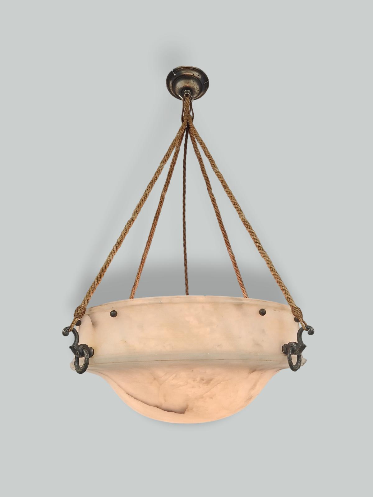 Unsigned | Cream Alabaster Plafonnier | France c.1920 | SOLD