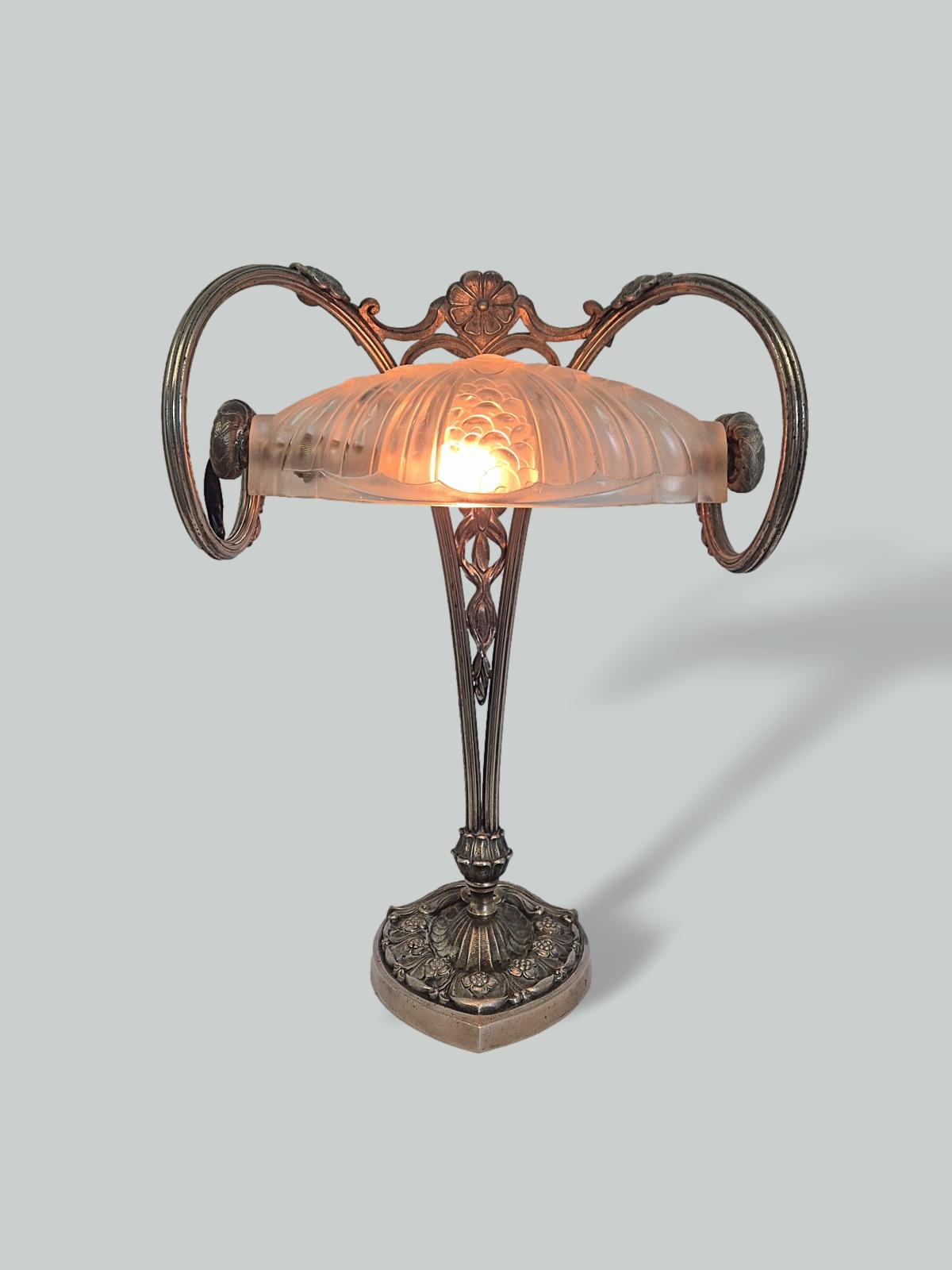 Unsigned | Nickelled-Bronze Art Deco/Neo-Classical Desk Lamp | France c.1925