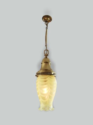 Attributed Thomas Webb & Sons | Very Large Vaseline Pendant Lampshade | England c.1900
