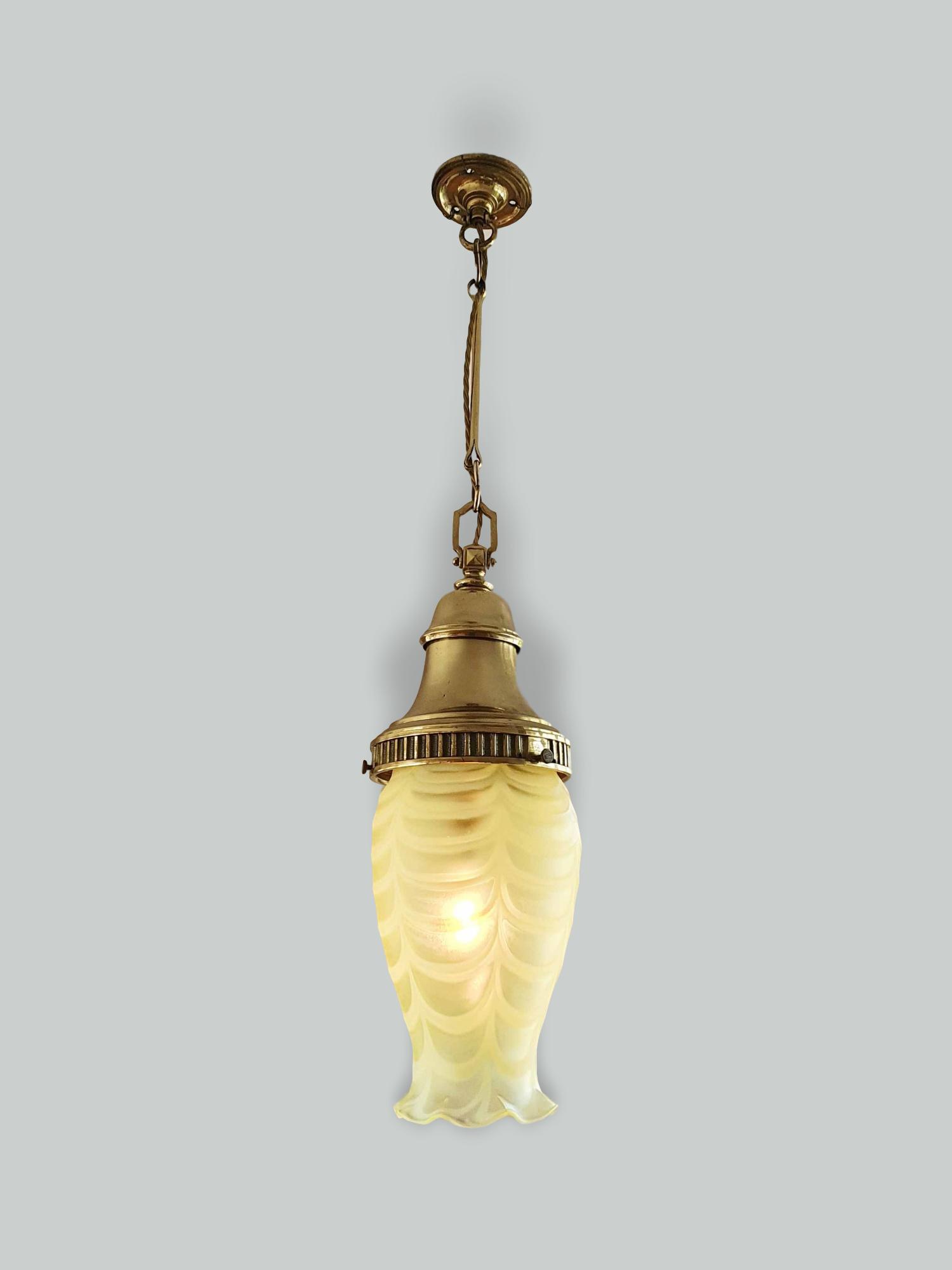 Attributed Thomas Webb & Sons | Very Large Vaseline Pendant Lampshade | England c.1900