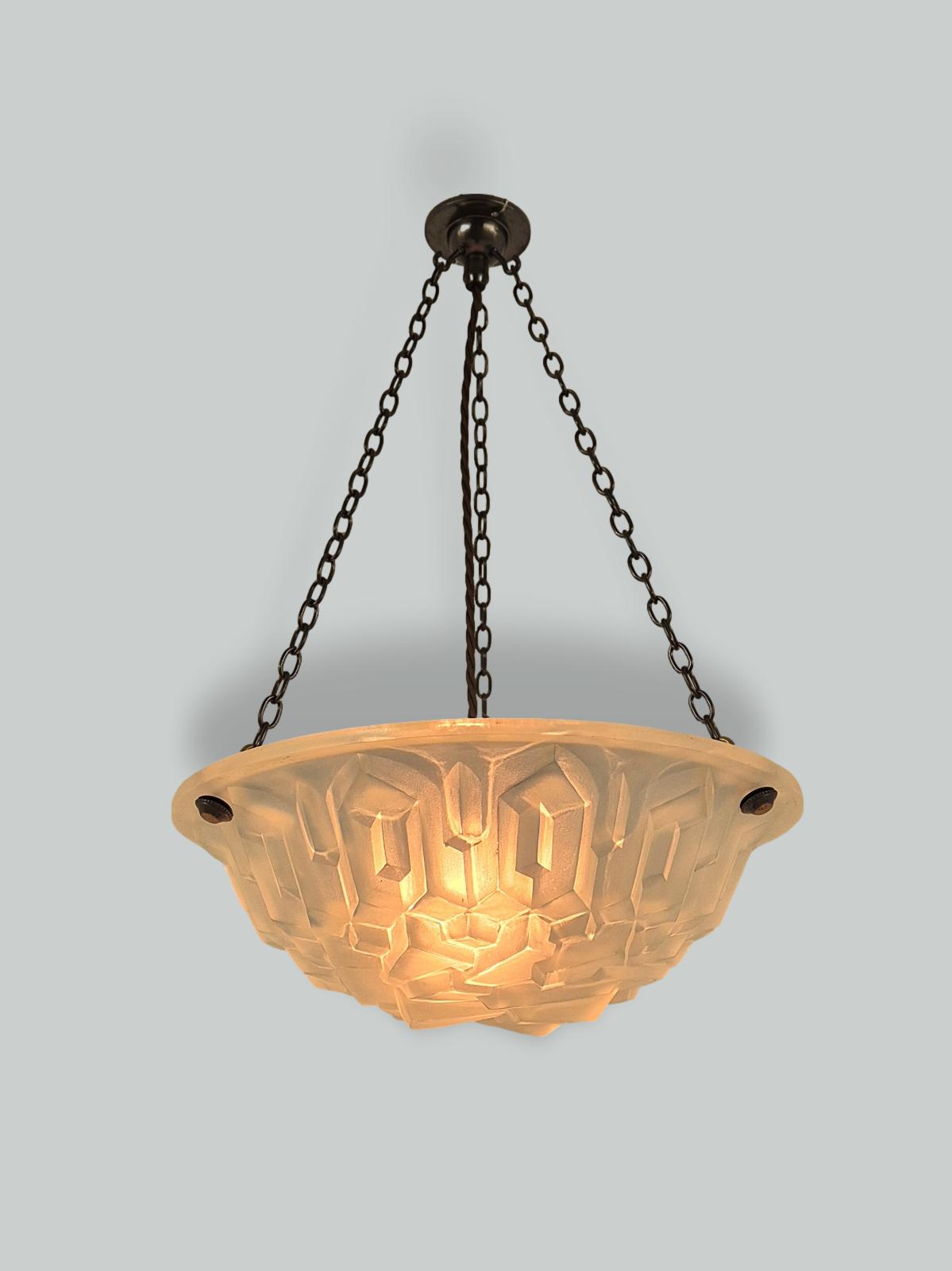 Verrerie D'art Degué | Frosted Art Deco Plafonnier | France c.1930 | SOLD