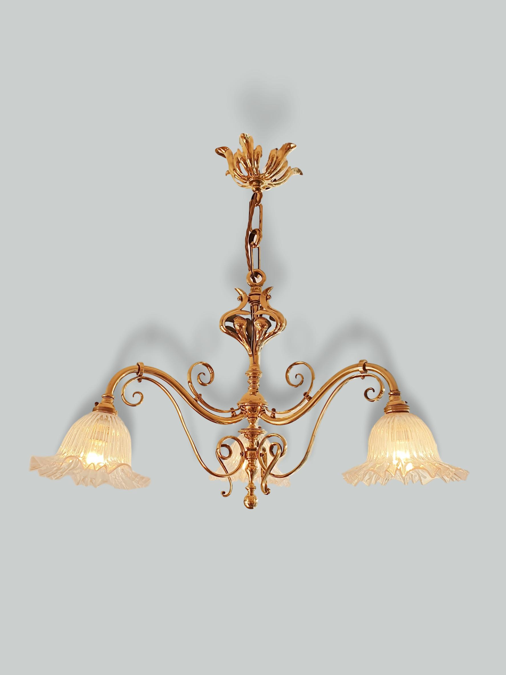 Best & Lloyd, Birmingham | Art Nouveau 3-Branch Ceiling Light | England c.1900 | SOLD