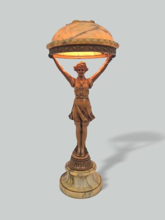 Unsigned | Alabaster Art Deco Lady Lamp | France c.1930