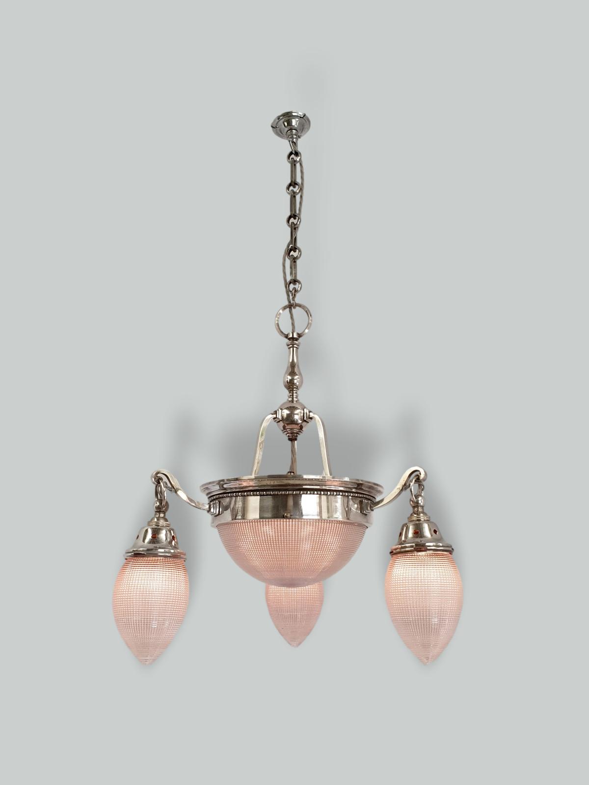 The Holophane Company | Edwardian 3-Branch Ceiling Fitting | England c.1900-10