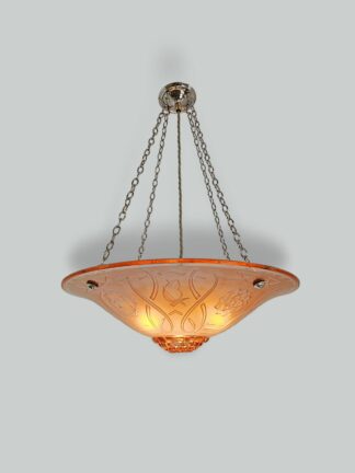 Unsigned | Large Pink Art Deco Plafonnier | France c.1935