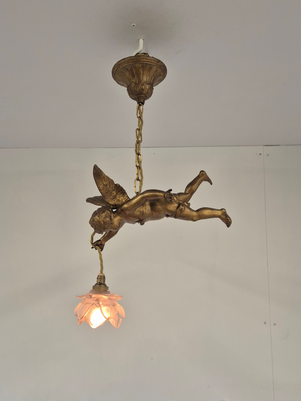 Unsigned | Gilt-spelter Cherub Pendant | France Early c.20th - Image 2