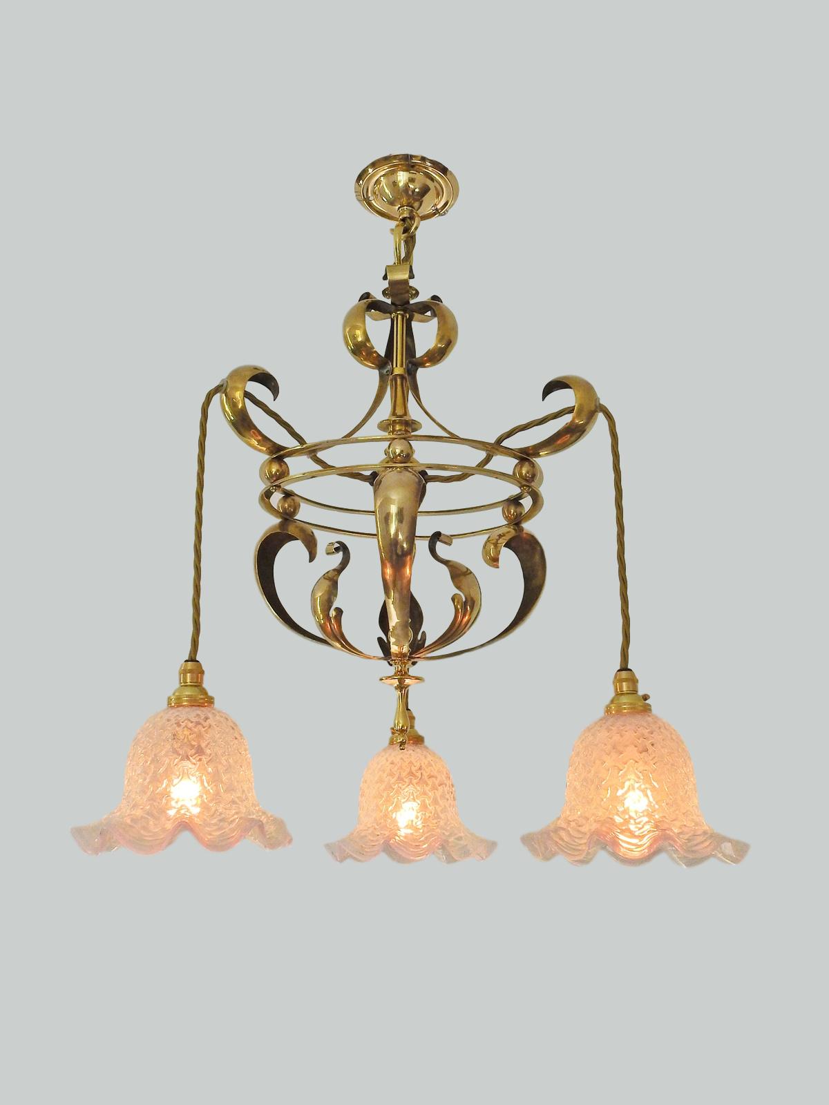 The General Electric Company (G.E.C) | 2 Brass Arts & Crafts Hanging Lamps | England c.1905 | SOLD