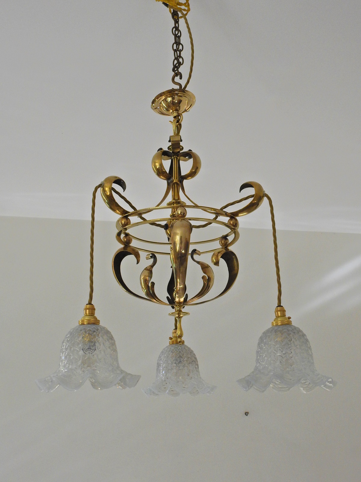 The General Electric Company (G.E.C) | 2 Brass Arts & Crafts Hanging Lamps | England c.1905 | SOLD - Image 2