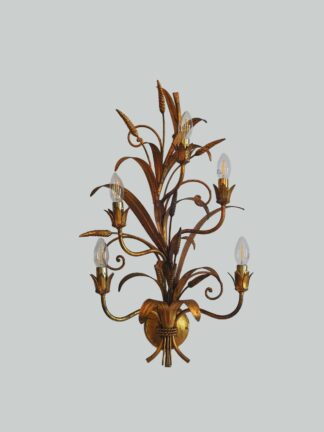 Unsigned | 2 Impressive Gilt-metal Foliate Wall Lights | Italian c.1950 | SOLD