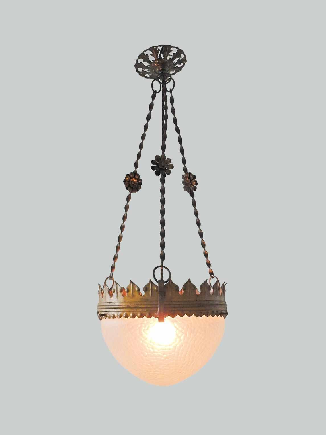 Unsigned | Gothic-Revival Hanging Lamp | Italian c.1920 | SOLD