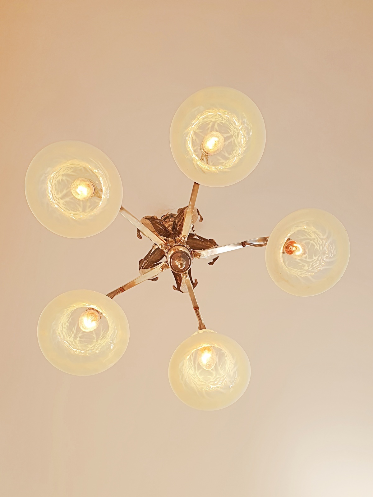 Unsigned | 5-Branch Silver-plated Arts & Crafts Chandelier | England c.1915 | SOLD - Image 9