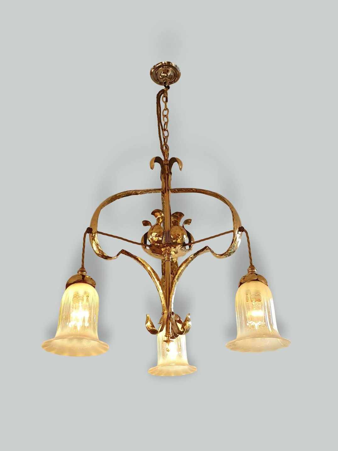 Attributed William Whitehouse & Co. | Arts & Crafts Three-Branch Electrolier | England c.1900 | SOLD