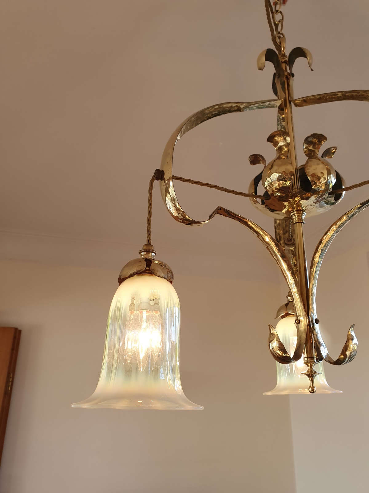 Attributed William Whitehouse & Co. | Arts & Crafts Three-Branch Electrolier | England c.1900 | SOLD - Image 6