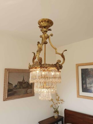 Fonderies de Bronze, Nanterre & Lyon | Gilt-Brass & Glass Chandelier | France early c.20th | SOLD