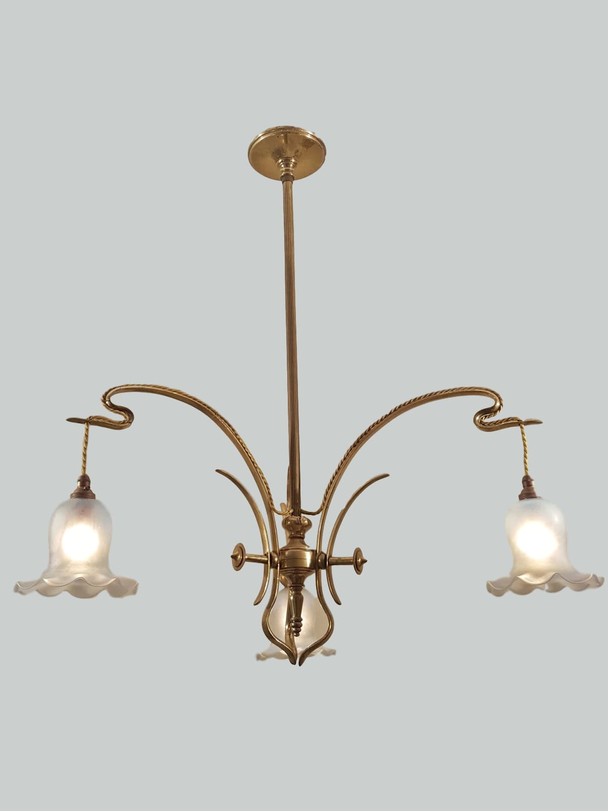 Unsigned | Brass Art Nouveau Chandelier | Continental c.1900 | SOLD
