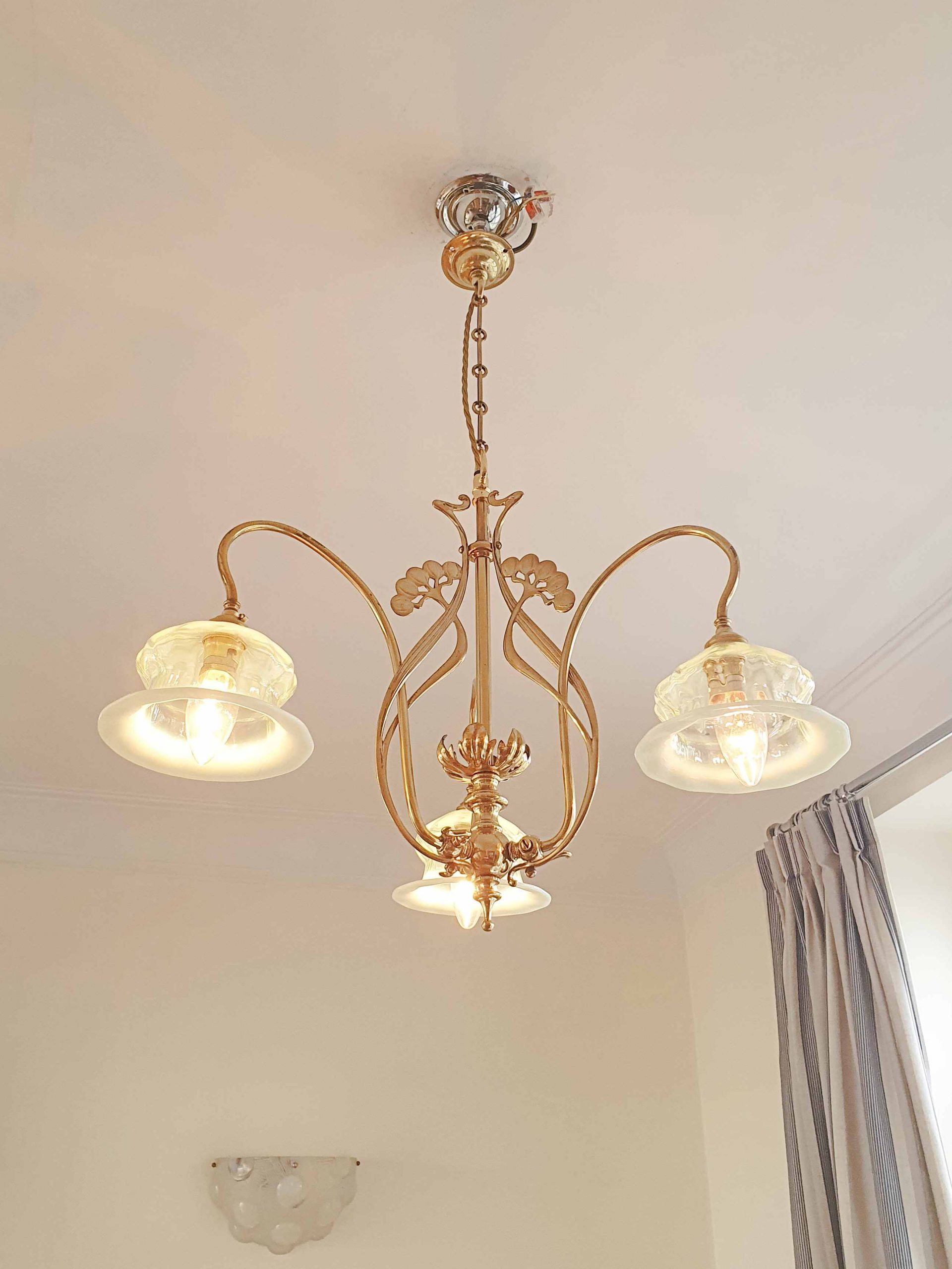 Style of Meynell & Sons, Wolverhampton | Art Nouveau 3 Branch Gas Ceiling Light | England c.1910 | SOLD - Image 3