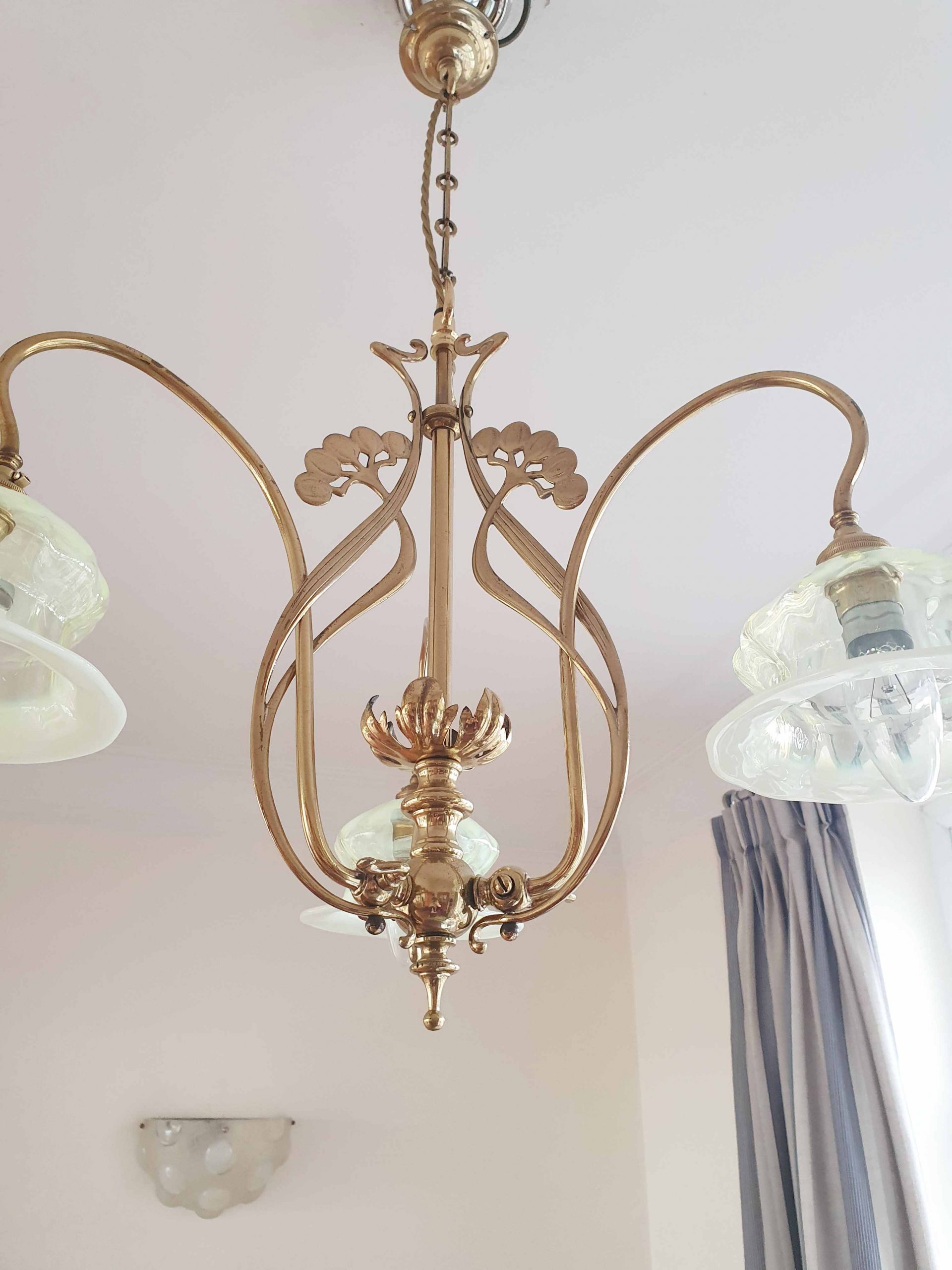 Style of Meynell & Sons, Wolverhampton | Art Nouveau 3 Branch Gas Ceiling Light | England c.1910 | SOLD - Image 6